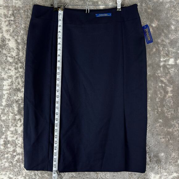 NEW Pendleton Petite Size 16 Career Minimalist Wool Midi Pencil Skirt Navy Zip - Picture 2 of 12